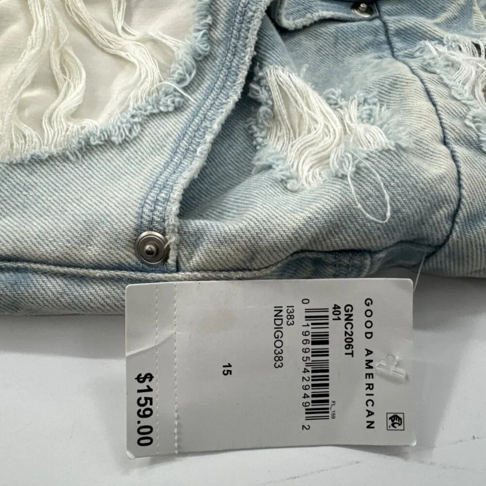 Good American Womens Acid Washed Jeans Size 15 Distressed Relaxed Soft 38x33 NEW - Picture 4 of 13